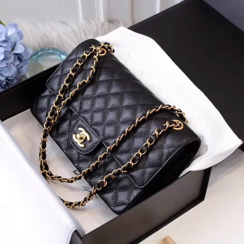 Black Caviar Calfskin Flap Bag X446
