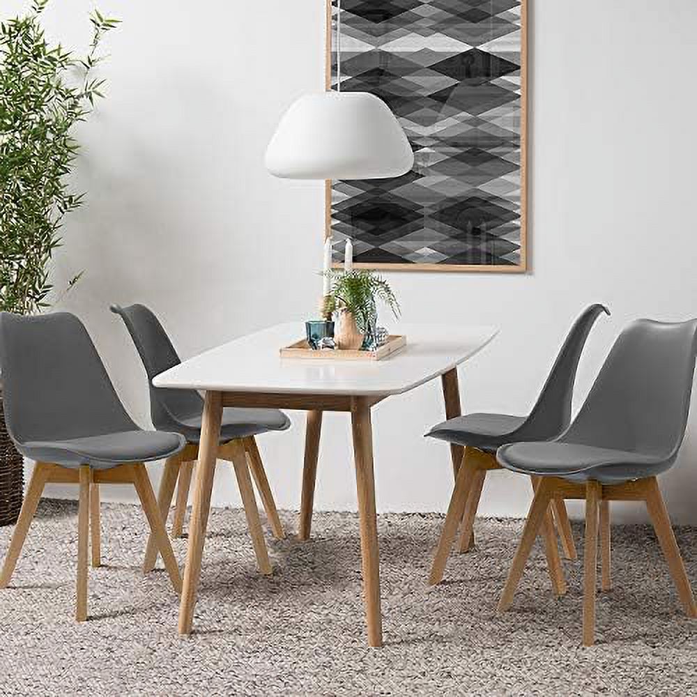 Upholstered Side Dining Chairs with Wood Leg and Soft Padded Cushion D1932