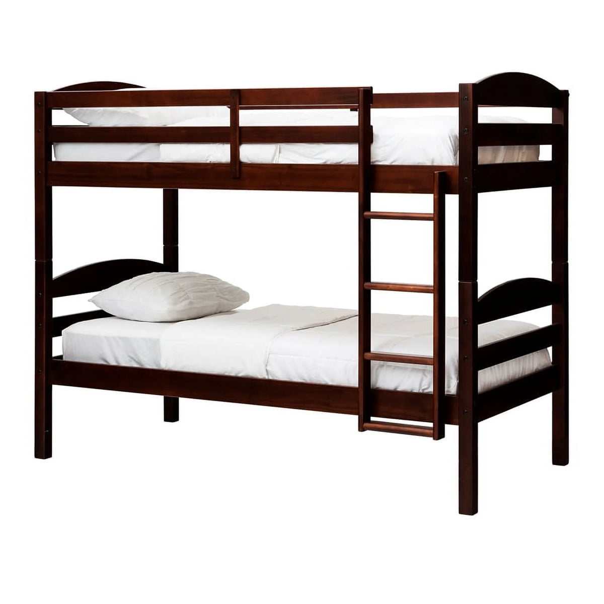 Twin-over-Twin Solid Wood Bunk Bed Frame in Espresso H5145